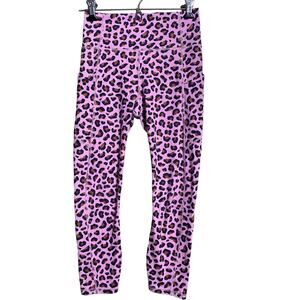 Fabletics Pink Leopard print Pure Luxe cropped leggings - small